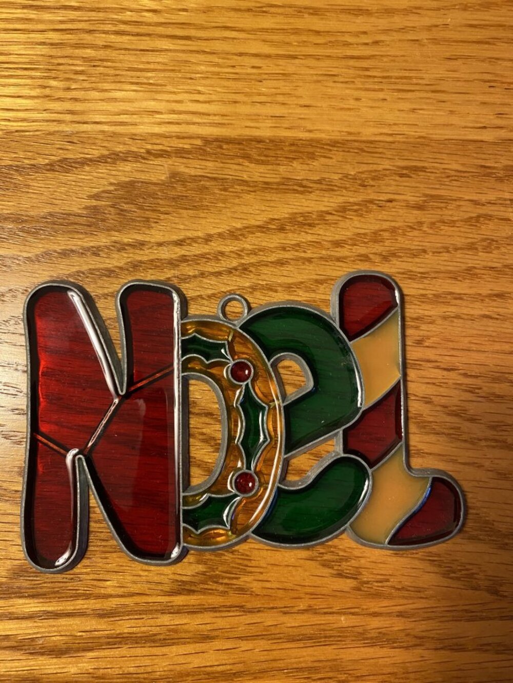 Vintage Christmas Stain Glass-Like Window Decor--Noel